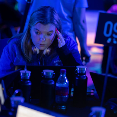 Participant focusing during competition